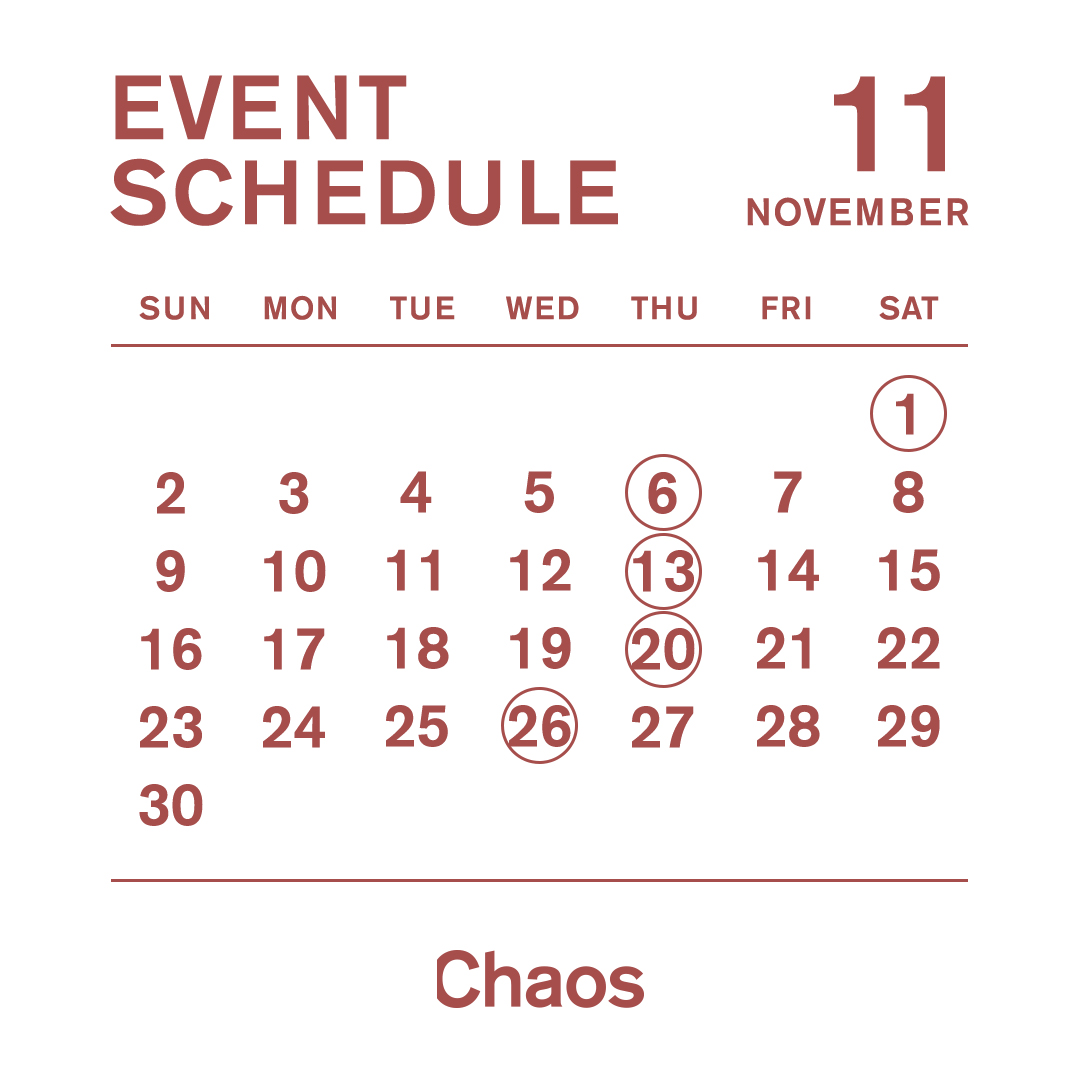 【11月】Chaosイベントスケジュール