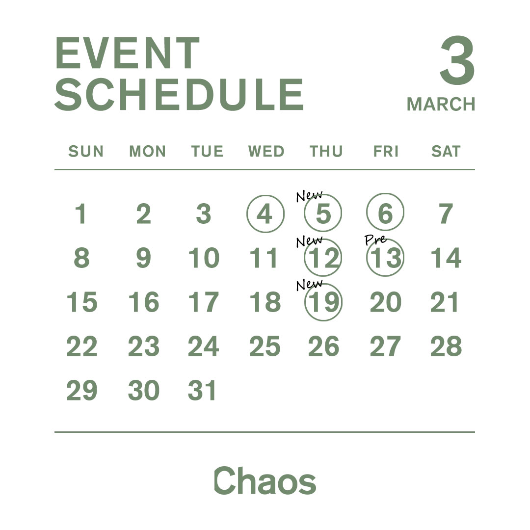 【กรกฎาคม】Chaosกำหนดการจัดงาน